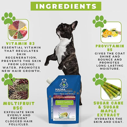 Worldwide Nutrition Bundle: Madra Mor Shed Safely - Dog Essentials Mud Bath, Dog Grooming, Dry Skin for Dogs Treatment, Dog Coat Skin Care Products - 10oz Pouch & Multi-Purpose Key Chain