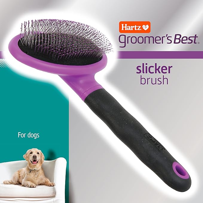 Hartz Groomer's Best Deshedding Slicker Dog Brush, Black/Violet, Dogs