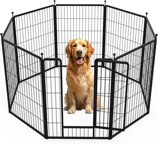 Dog Playpen 40 Inch 8 Panels, Heavy Duty Metal Pet Playpen Indoor Outdoor for Camping, Yard, RV, Garden Fence, Privacy Patio, Black