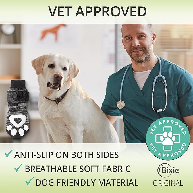 Anti Slip Dog Socks for Hardwood Floors, 6 Pack | Dog Socks to Prevent Licking Paws and Add Traction | Paw Protection for Senior Dogs | Dog Booties Alternative - XS