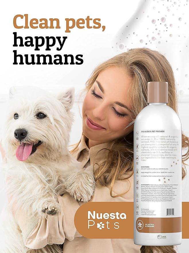 Pet Shampoo for Dogs & Cats (2 Pack) Unscented Fragrance Free Natural & Organic - pH Balanced for Dry & Sensitive Skin for Puppies & Kittens - Chamomile, Aloe & Oatmeal – Soap & Cruelty Free – 16 Oz