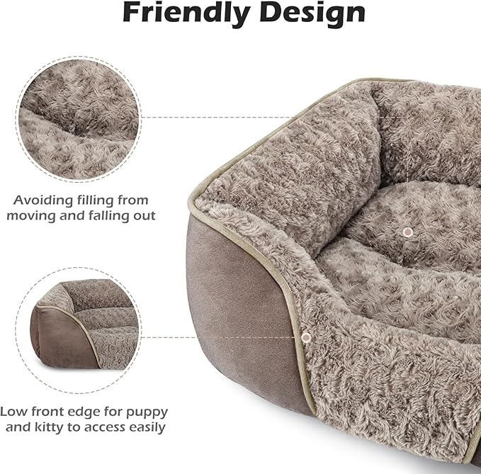 INVENHO Medium Dog Bed Rectangle Washable Orthopedic Soft Calming Sleeping Durable Pet Cuddler with Anti-Slip Bottom