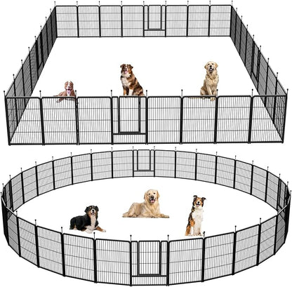 Dog Playpen,Portable Outdoor Dog Fence, Playpen for Large/Medium/Small Dogs, Dog Fences for The Yard,with Doors Foldable Metal Dog playpen (32 Panels, 45 inch)