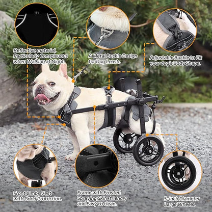 BECEMURU Dog Wheelchair for Back Legs, Doggy/Cat Wheelchair with Disabled Hind Legs Walking, Lightweight with Protective Vest Mobility Aids for Small Pets Hind Limbs (Small)