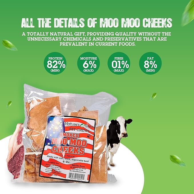 (2 Pack) Nature's Own Pet Chews Moo Cheeks Bag Treat, 8 oz