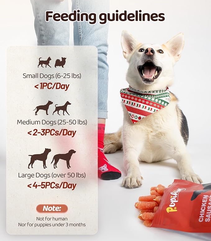 Chicken Sausage Dog Treats for Dogs, Made with Real Chicken Breast, Rawhide-Free, Healthy, Great Tasting Treat, Dog Training Reward Snacks,16OZ