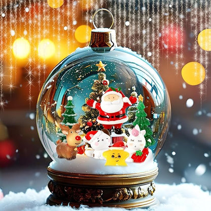 56Pcs Miniature Christmas Figurines, Xmas Mini Resin Figures Santa Elk Penguin Snowflake Tiny Ornaments for Snowglobe DIY Christmas Village Dollhouse Decor