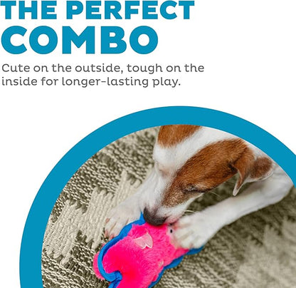 Outward Hound Durablez Minis Stuffing-Free Squeaky Plush Dog Toy for Puppies & Small Dogs - Interactive, Soft Yet Tough, No Mess, Jumbo Squeaker, Long-Lasting Play, Pig