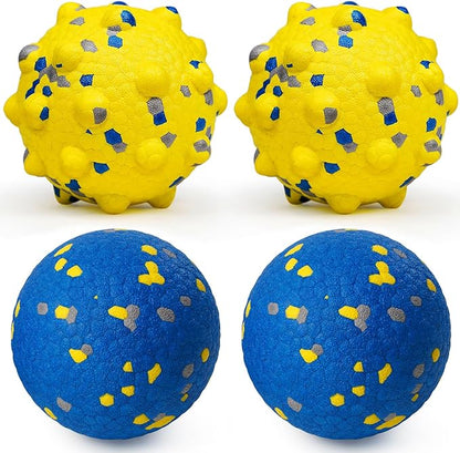 Dog Balls for Aggressive Chewers, Indestructible Dog Tennis Balls, Durable Bouncy Dog Toy Balls, Dog Balls for Teething, Interactive Dog Toys for Fetch Game (4 Pcs Large Size)