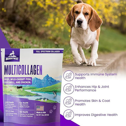 Multi-Collagen Peptide Daily Liquid Collagen for Dogs, Dog Collagen, Eggshell Powder Membrane for Dogs - Arthritis, Skin & Coat Health, Allergies,Dog Mobility Hip & Joint Pain Joint Supplement Relief