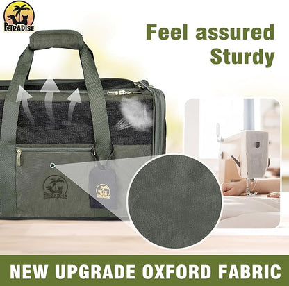 Luxury Pet Carrier for Dogs, Cats, Puppies - Airline TSA Approved, Durable Anti-Scratch Fabric, Soft-Sided, Consistent Airflow, Foldable Design, Cushion Pad, Travel (Olive Green, Medium)