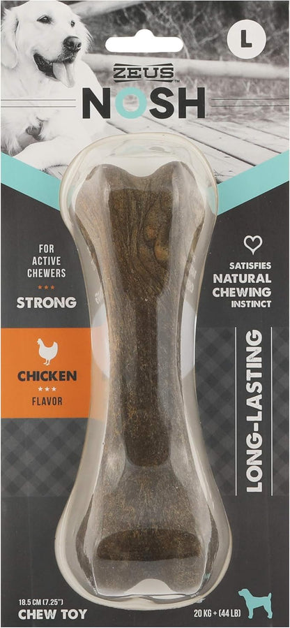 ZEUS Nosh Strong Dog Chew Bones, Dog Chew Toys for Aggressive Chewers, Long Lasting Chicken Flavor, Large