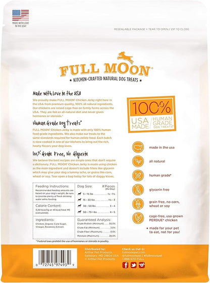 Full Moon Chicken Jerky Healthy All Natural Dog Treats Human Grade Made in USA Grain Free 24 oz (Pack of 2)