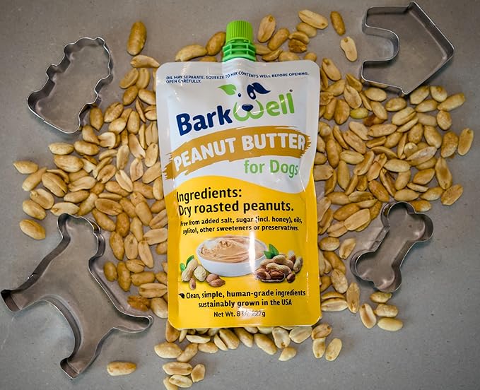Peanut Butter Squeeze - 8oz Pouch All-Natural Dog Peanut Butter, Sourced and Made in The USA Grain Free Dog Treat 100% Natural, Lick mat Topper, Puzzle Toy Fill