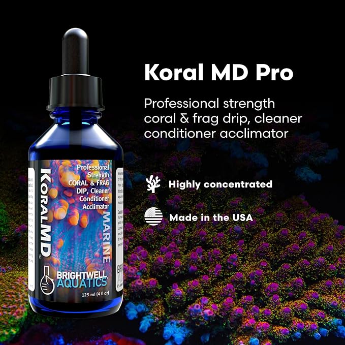 Brightwell Aquatics Koral MD Pro - Professional Strength Coral & Frag Dip & Cleaner, Conditioner & Acclimator for Coral Aquarium Tanks - Aquarium Water Treatments & Reef Supplies, 4.2 fl oz
