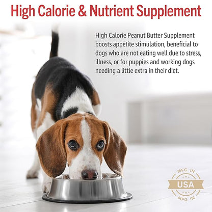 Dog Peanut Butter - Appetite Booster with Multivitamins for Dogs - Energy Supplement for High Energy Dog Activities - Dog Food Toppers for Picky Eaters - High Calorie (8.46oz)