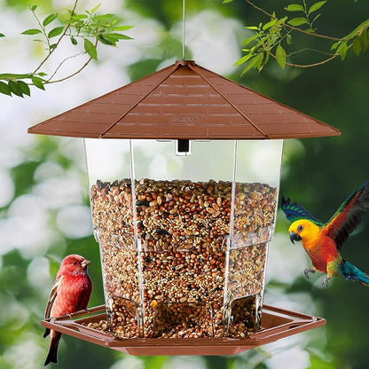 Bird Feeders for Outdoors Hanging Bird Feeder Wild Birds Seed, Brown 2 Pack