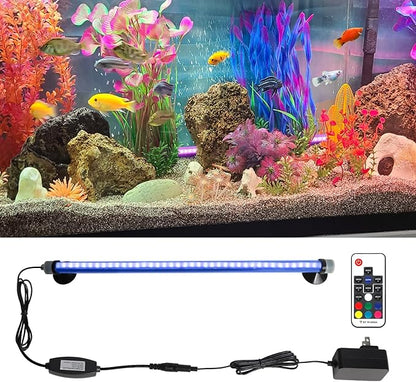 Submersible Led Aquarium Light:Full Spectrum Aquarium Lighting for Aquatic Pet Lovers - Underwater Fish Aquarium Lights with Remote and Suction for 11.8 Inch Saltwater Freshwater Tanks