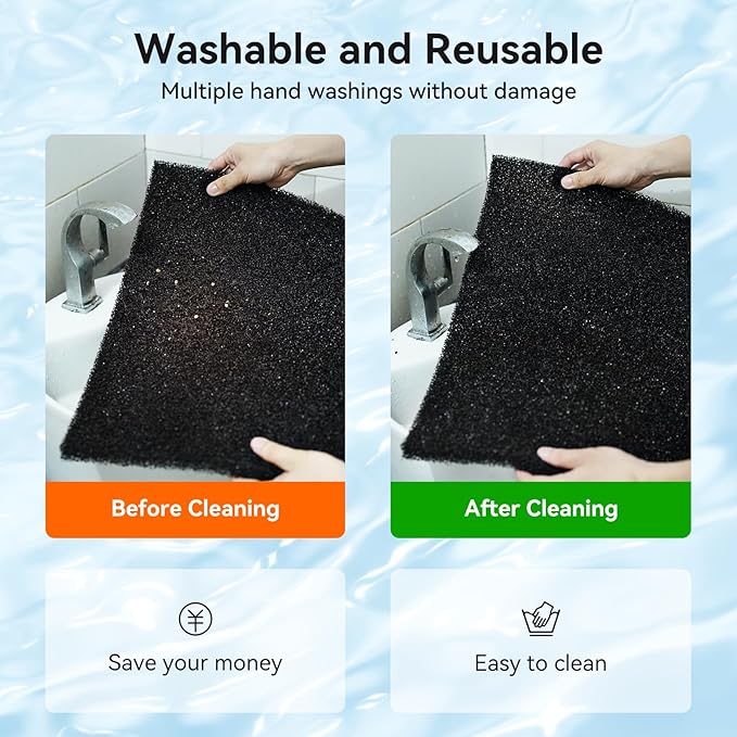 Aquarium Filter Sponge Pad, Filter Media Foam Sponges, Filter Accessories for Fish Tanks and Ponds (18.5"x18.5"x0.8", 50PPI, 2 Pack)