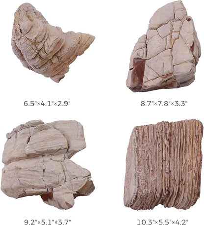 6-8 Inches Natural Pagoda Rock 4 PCS Aquarium Rocks for Aquascaping, Aquarium Landscaping, Terrariums, Fish Tank Decoration, Vivariums, Paludarium, Reptile and Amphibian Enclosures