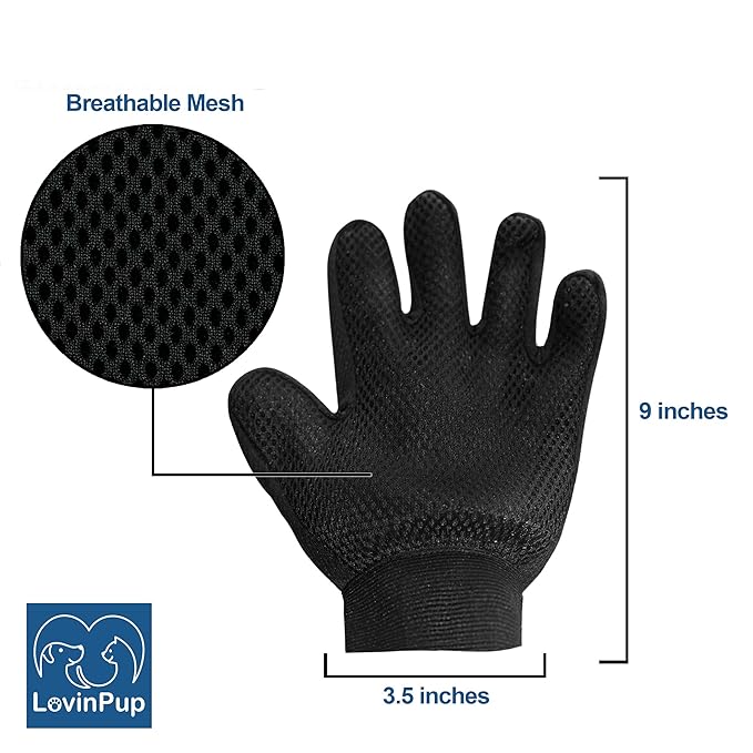 Dog Grooming Gloves, Deshedding Dog Brush, Premium Cleaning, Best Brushing Gloves for Dogs and Cats, Soft and Safe Silicone Tips to Gently Massage Dog, One Pair