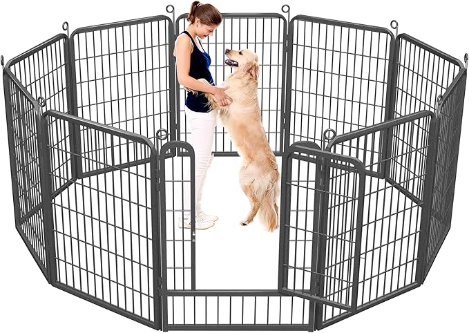 Dog Playpen Outdoor, 40 inch 10 Panels Heavy Duty Dog Fence for Indoor Outdoor, Rustproof Metal Dog Pen for Large Medium Small Dogs, Portable Pet Dog Fence for Yard, RV Camping