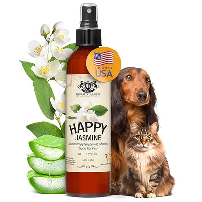 Dog Perfume Spray Long Lasting Happy Jasmine 8 Fl Oz - Dog Calming Spray Scent Mist for Shining Fur, Puppy Cologne, Doggie Deodorant Fragrance Mist Pet Perfume for All Breeds by Gerrard Larriett