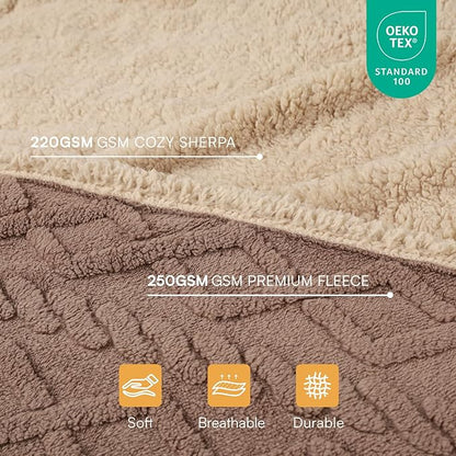 Waterproof Pet Blanket, Liquid Pee Proof Dog Blanket for Sofa Bed Couch, Reversible Sherpa Fleece Furniture Protector Cover for Small Medium Large Dogs Cats, Khaki King Sizeï¼90" x 82"ï¼