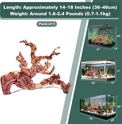 Natural Wood Coral Driftwood for Aquarium Fish Tank Decor,Assorted Driftwood Branch for Reptile Decor (Coral Driftwood Large (14 to18 Inch)-Pack of 1)