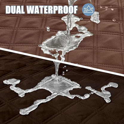 Smiry Waterproof Dog Blanket, Reversible Dog Bed Cover Pet Blanket, Soft Couch Cover for Dogs Washable, Bed Couch Sofa Furniture Protector for Puppy Cat Kids (82"x82", Brown/Chocolate)