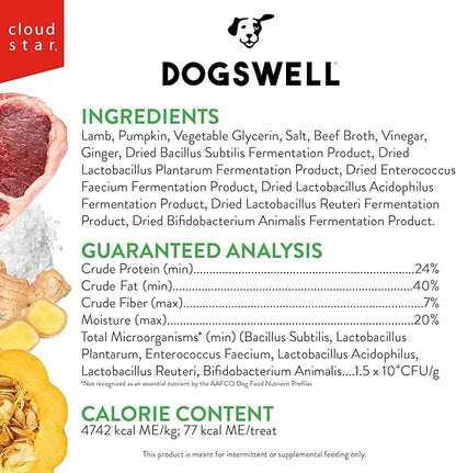 DOGSWELL Gut Health Meaty Jerky Dog Treats, Lamb, 10 oz. Pouch