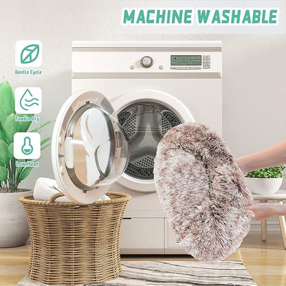 NOYAL Calming Donut Dog Bed for Small to Medium Dogs & Cats - Plush Faux Fur Anti-Anxiety Pet Bed with Machine Washable Cover & Non-Slip Base