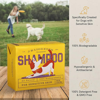 J·R·LIGGETT'S Dog Shampoo Bar for Sensitive Skin - Relieves Dry, Skin - Detergent-Free Formula, 100% Ecologically Correct, Non-GMO, 3.5 Ounce