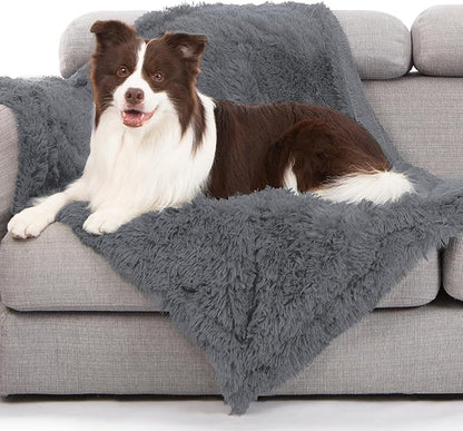 gogobunny Waterproof Dog Blanket for Large Dogs, Cats, Puppy, Reversible Faux Fur Pet Throw Blanket, Washable, Calming Furniture Protection for Sofa Bed (40x50 Inch (Pack of 1), Light Grey)