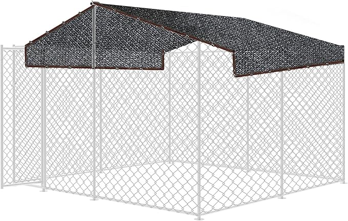 10 by 10 Feet Dog Kennel Cover Mesh Shade Panel with Grommets - Weather Guard Extra Large All Season Dog Run Cover & Roof - Fit for 10ft. X 10ft. Outdoor Cages and Large Pet