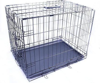 Durable, Foldable Metal Wire Dog Crate with Tray, Single Door, 24 x 16.7 x 19 Inches, Black