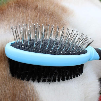 Double Sided Pet Grooming Brush, Royal Blue