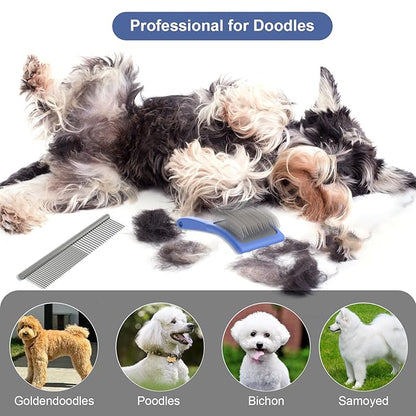 Wouble Slicker Brush for Dogs,Large Dog Brush for Grooming, Doodles Brush for Poodles, Goldendoodles and Labradoodles,Easy to Remove Tangles, Mats and Fluff- Blue