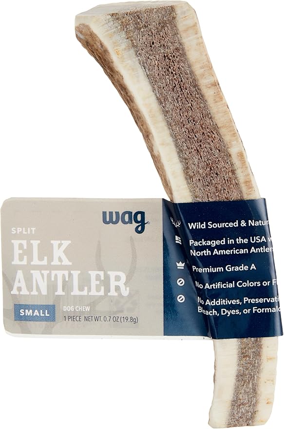 Amazon Brand  Wag Split Elk Antler, Naturally Shed, Small (Best for Dogs under 15 lbs)