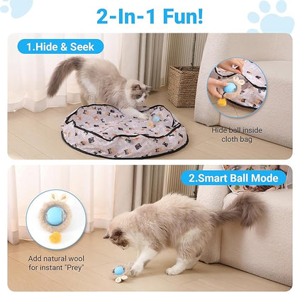 Interactive Cat Toys for Indoor Cats Fast Rolling Ball, Automatic Motion Activated Ball, Hide and Seek for Indoor Exercise Toys, Real Bird Squeaky for Kitten Exercise Kicker