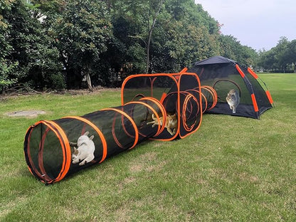 4 in 1 Pet Cat and Dog Tunnel Tent Foldable Pet Tent Outdoor Pop Up Pet Playpen Cage Fences House (Styles 4)