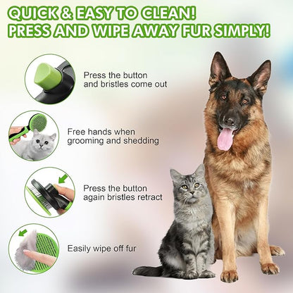 Pet Grooming Brush Kit 7pcs, Cat Brush with Release Button Brush Set -Cat Brush&Nail Clippers File Set for Cat Dogs Long matted Haired Pets and Nail Repair