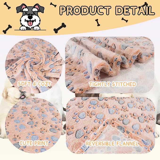 Dog Blankets for Dogs, 3 Pack Large Blanket Medium Dog Cat Soft Fuzzy Blankets Washable,Comfort Flannel,Fuzzy Soft Blankets for Dogs,Pet Blanket,Reversible Cow Print,41 x 31 inchï¼_lue