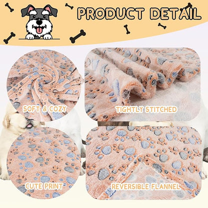 Dog Blankets for Dogs, 3 Pack Large Blanket Medium Dog Cat Soft Fuzzy Blankets Washable,Comfort Flannel,Fuzzy Soft Blankets for Dogs,Pet Blanket,Reversible Cow Print,41 x 31 inchï¼_lue