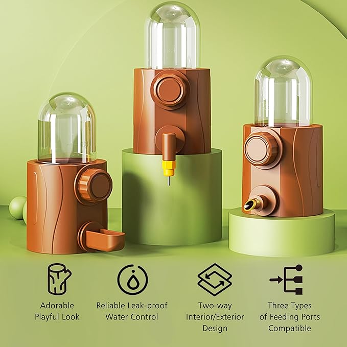 Small Animal Feeder Set for Cage, Hanging Food Bowl and Water Dispenser with 3 Different Nozzles for Puppy Kitten Rabbit Bird Guinea Pigs Chinchilla Ferret Hedgehog Pet