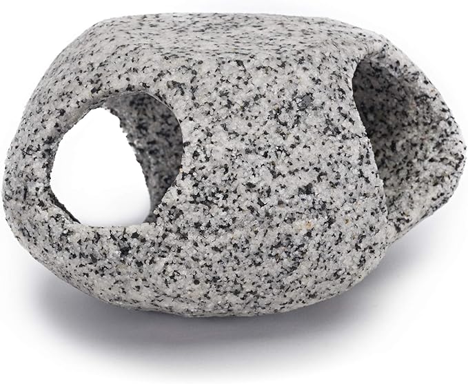 Penn-Plax Deco-Replicas Granite Aquarium Ornament & Hideaway – Realistic Stone Appearance – Safe for Freshwater and Saltwater Tanks – Small Size, White (RR1071)