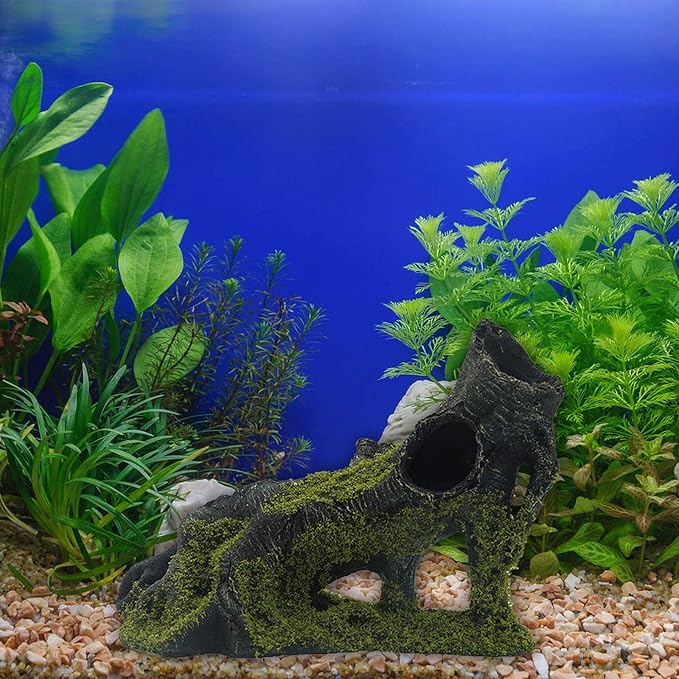 Aquarium Artificial Tree Hole Resin Aquarium Ornament, Resin Tree Stump Branch for Reptile Habitat Decoration, Tree Trunk Fish Tank Decoration Aquarium Hideaway Rock Cave House Hide Hut
