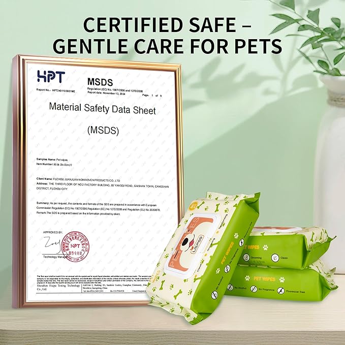 PET Wipes for Dogs & Cats, Cleaning and Hydrating, Unscented, for Paws, Body and Butt - Hypoallergenic & Vet Recommended, Safe for All Breeds, 80 Count
