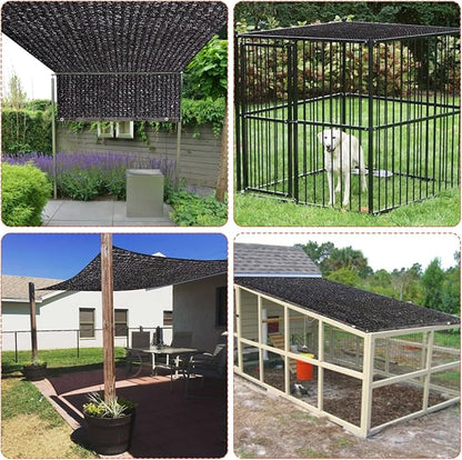95% High Density Dog Kennel Shade Cover- 10 x 10ft Upgrade Mesh Shade Panel with Grommets- Dog Cage Sunblock Shading Cloth Net Mesh Tarp with Rope for Outdoor Dog House Large Pet Crate Chicken Coop