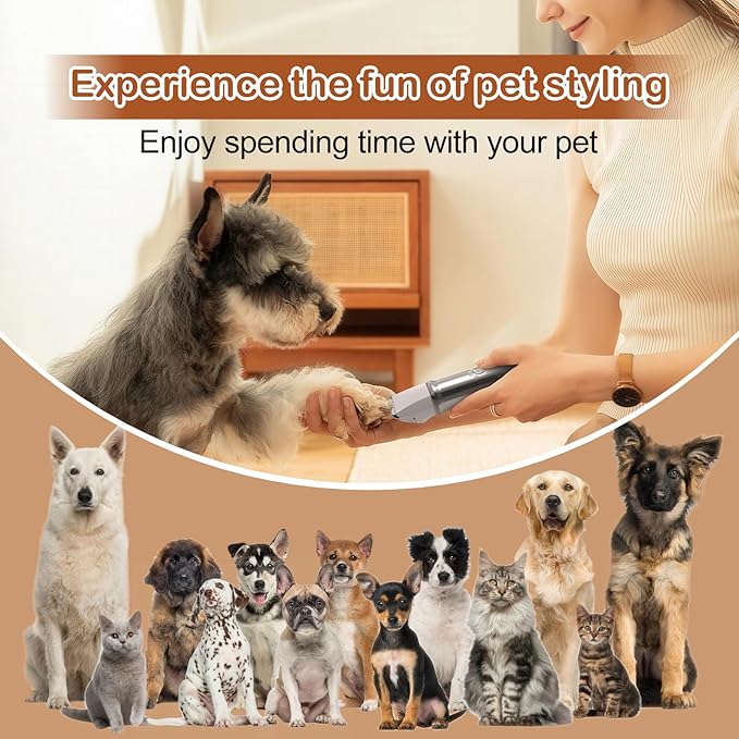 4 in 1 Dog Grooming Kit with LED Display, Dog Grooming Clippers with 4 Guide Combs, Rechargeable Low Noise Cat Hair Trimmer, Pet Paw Trimmer for Cat Dogs Paws Face Ears